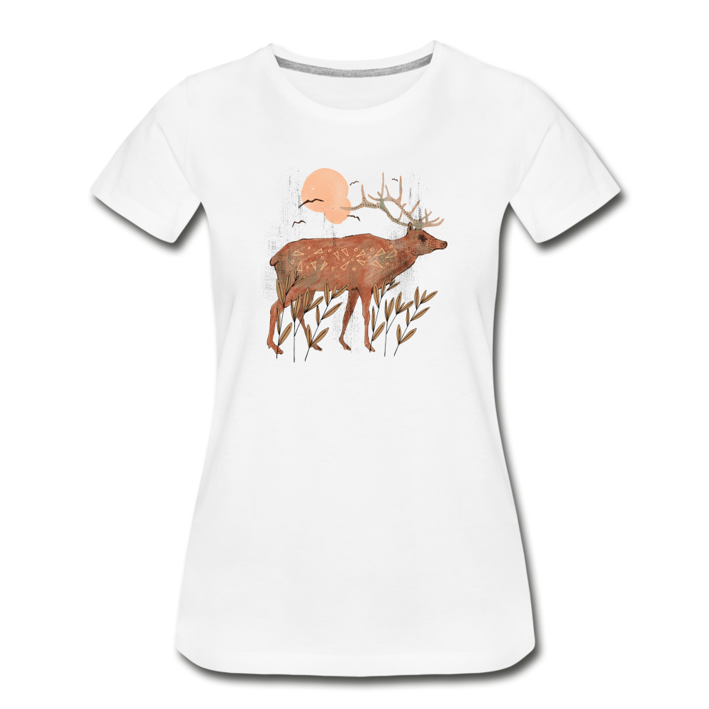 Frauen Premium Bio T-Shirt - "Hirsch in Herbstfarben" - Hinter dem Mond