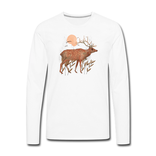 Männer Premium Langarmshirt - "Hirsch in Herbstfarben" - Hinter dem Mond