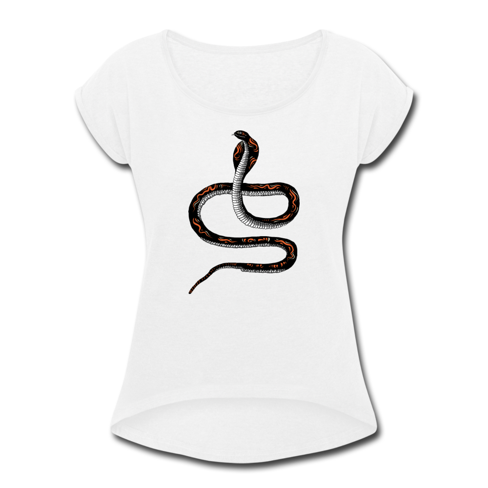 Frauen T-Shirt mit gerollten Ärmeln - "Schwarze Kobra" - Hinter dem Mond