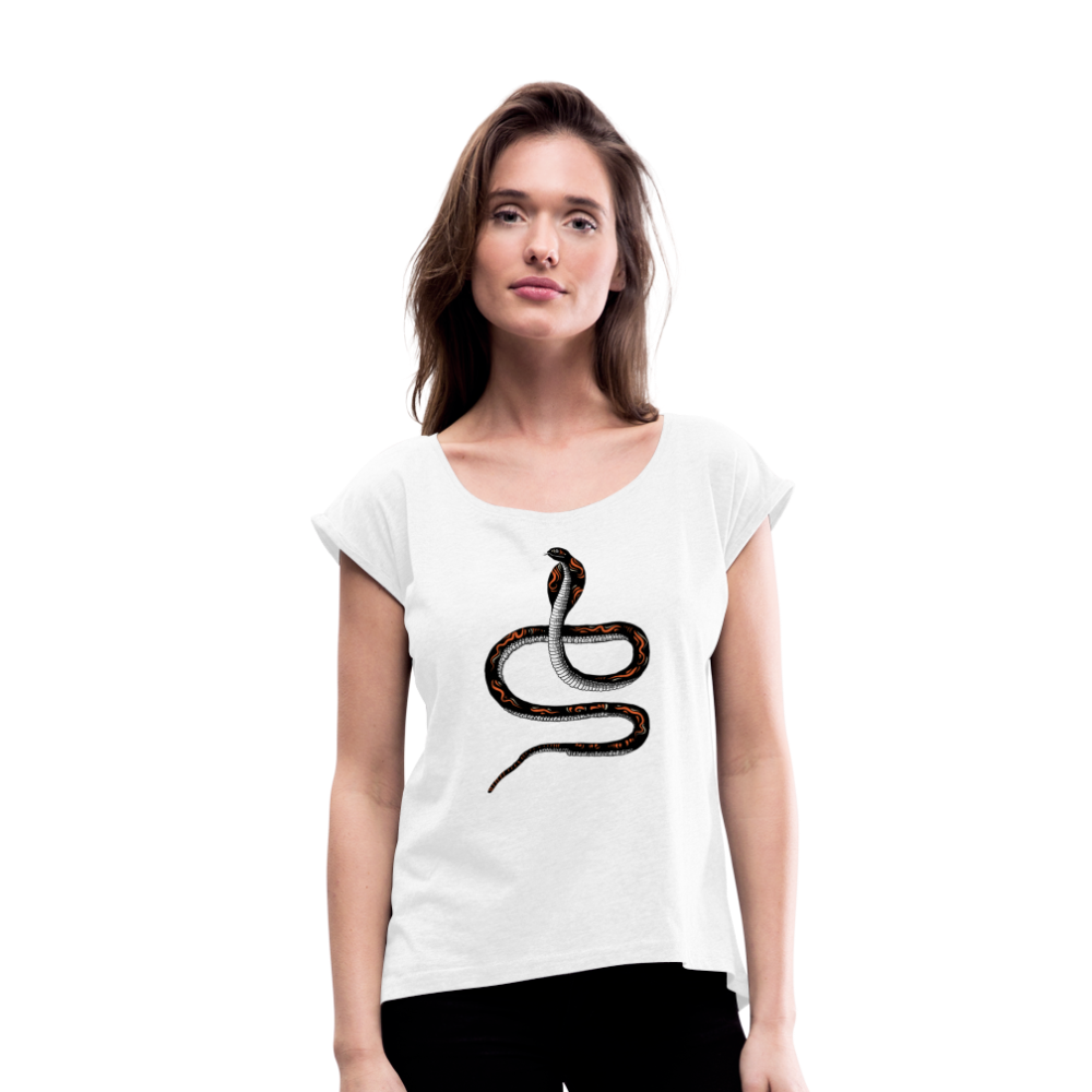 Frauen T-Shirt mit gerollten Ärmeln - "Schwarze Kobra" - Hinter dem Mond