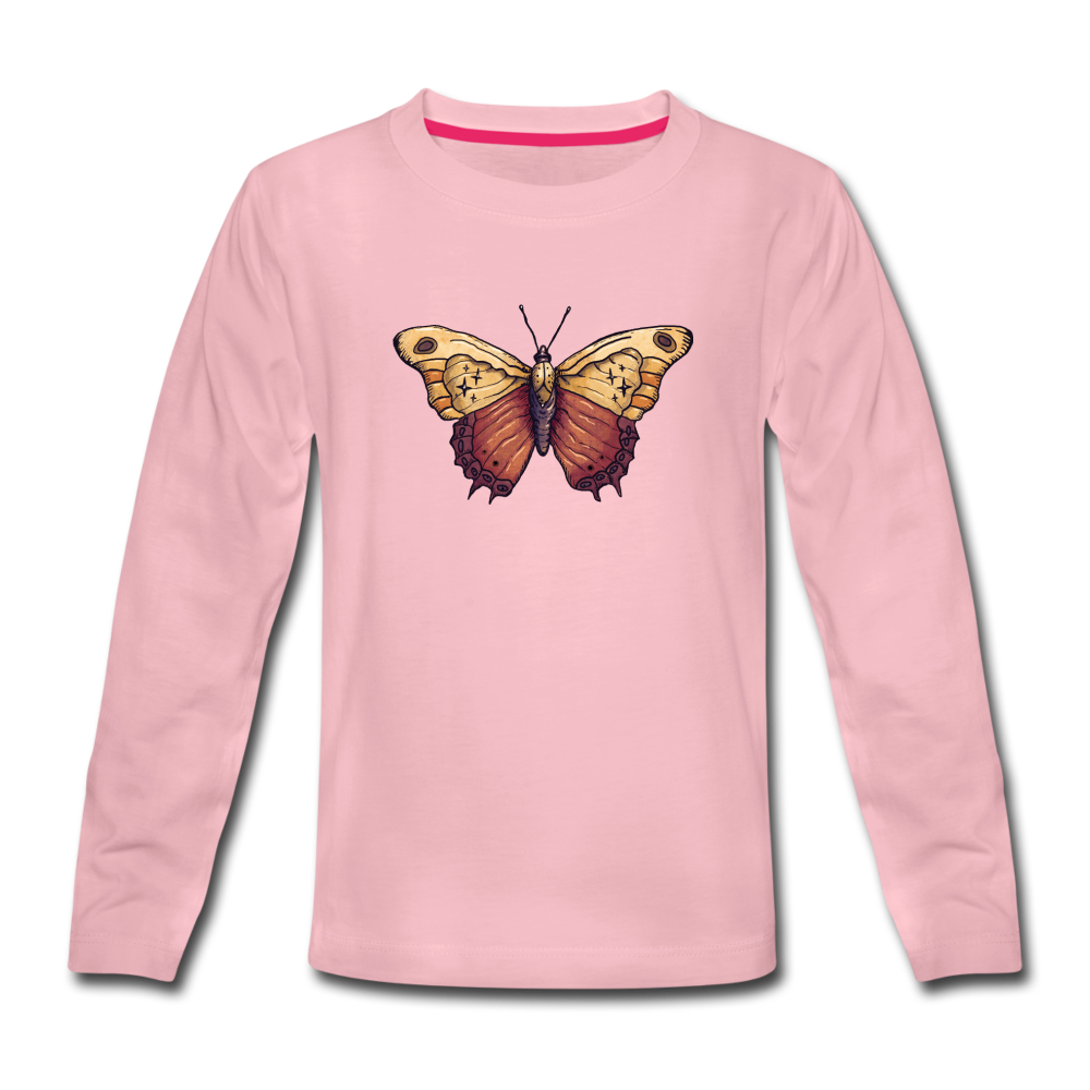 Kinder Premium Langarmshirt - "Vintage Schmetterling" - Hinter dem Mond