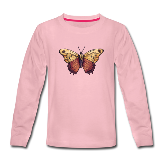 Kinder Premium Langarmshirt - "Vintage Schmetterling" - Hinter dem Mond