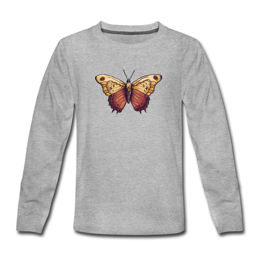 Teenager Premium Langarmshirt - "Vintage Schmetterling" - Hinter dem Mond