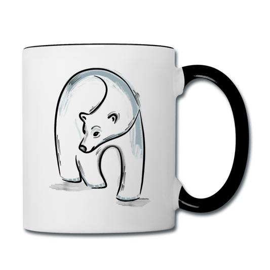 Tasse zweifarbig - "Eisbär in Tusche" - Hinter dem Mond