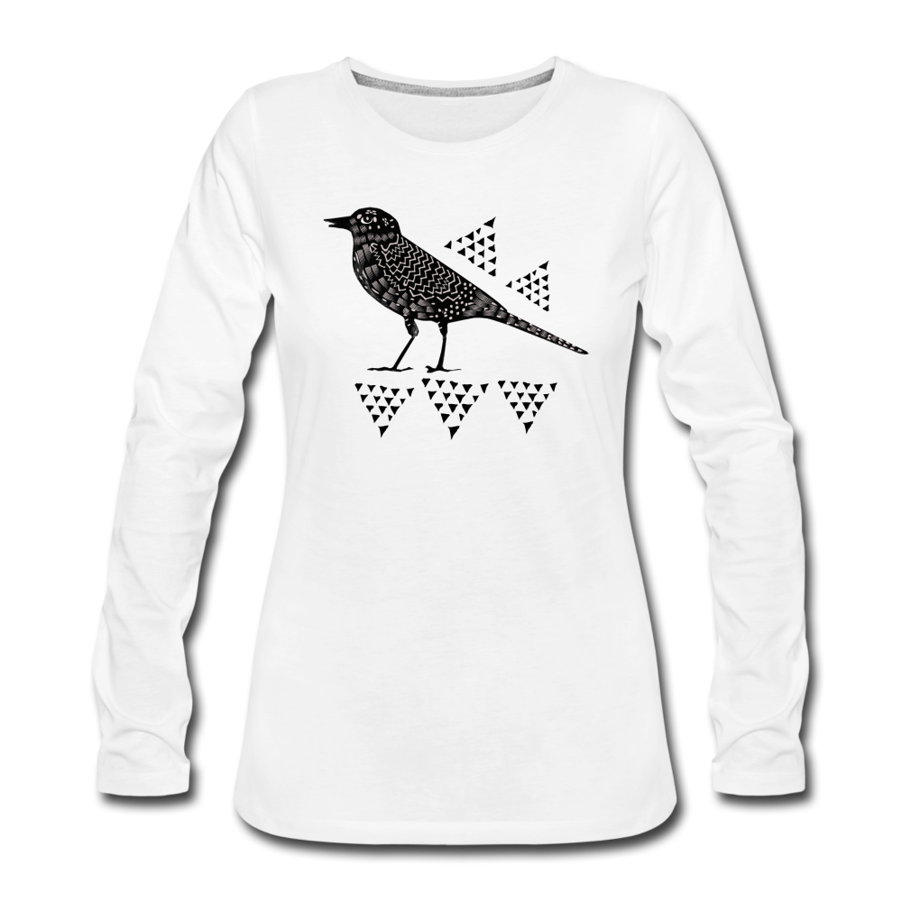 Frauen Premium Langarmshirt - "Triangel-Vogel" - Hinter dem Mond
