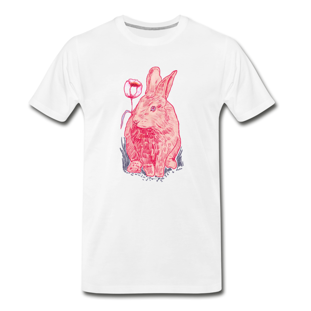 Männer Premium Bio T-Shirt - "Rosa Kaninchen" - Hinter dem Mond