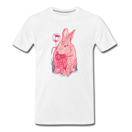 Männer Premium Bio T-Shirt - "Rosa Kaninchen" - Hinter dem Mond