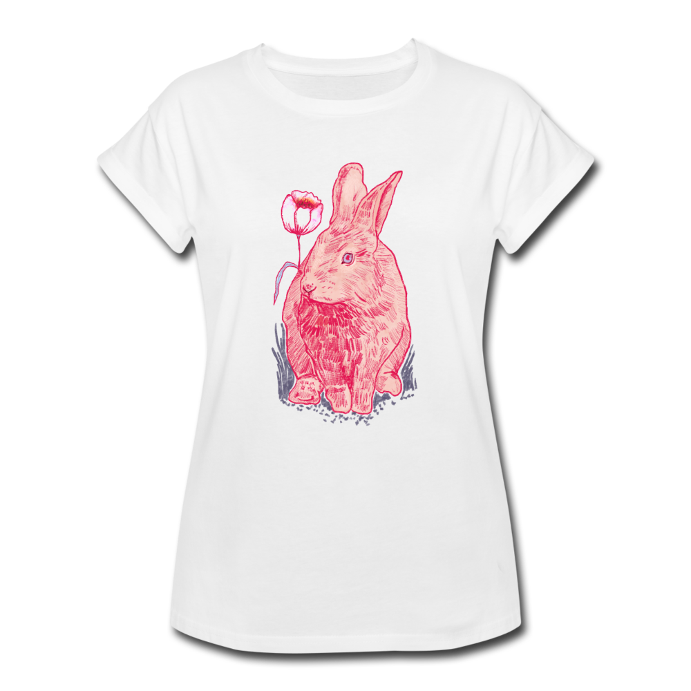 Frauen Oversize T-Shirt - "Rosa Kaninchen" - Hinter dem Mond
