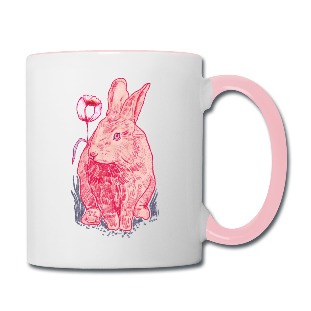 Tasse zweifarbig - "Rosa Kaninchen" - Hinter dem Mond