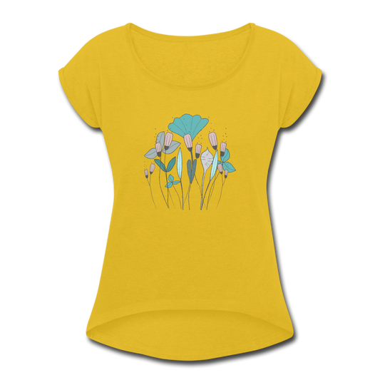 Frauen T-Shirt mit gerollten Ärmeln - "Frühlingswiese" - Hinter dem Mond