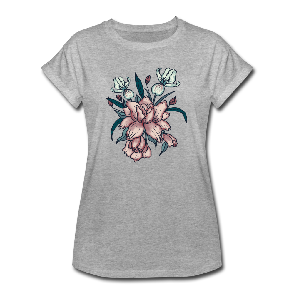 Frauen Oversize T-Shirt - "Vintage-Orchideen" - Hinter dem Mond