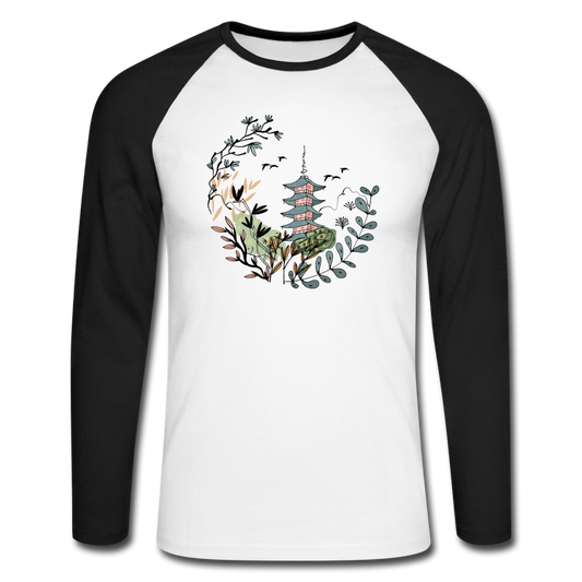 Männer Baseballshirt Langarm - Happy in Japan - Hinter dem Mond