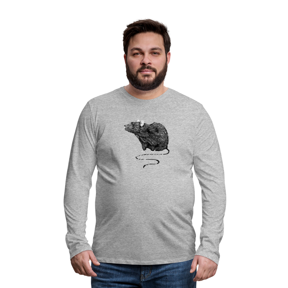 Men's Premium Longsleeve Shirt - "Schwarze Ratte" - Grau meliert