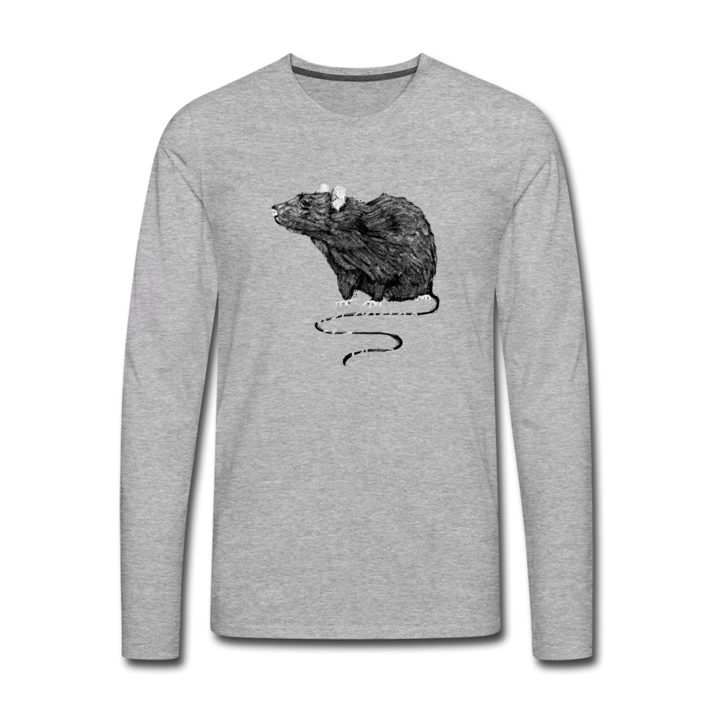 Men's Premium Longsleeve Shirt - "Schwarze Ratte" - Grau meliert
