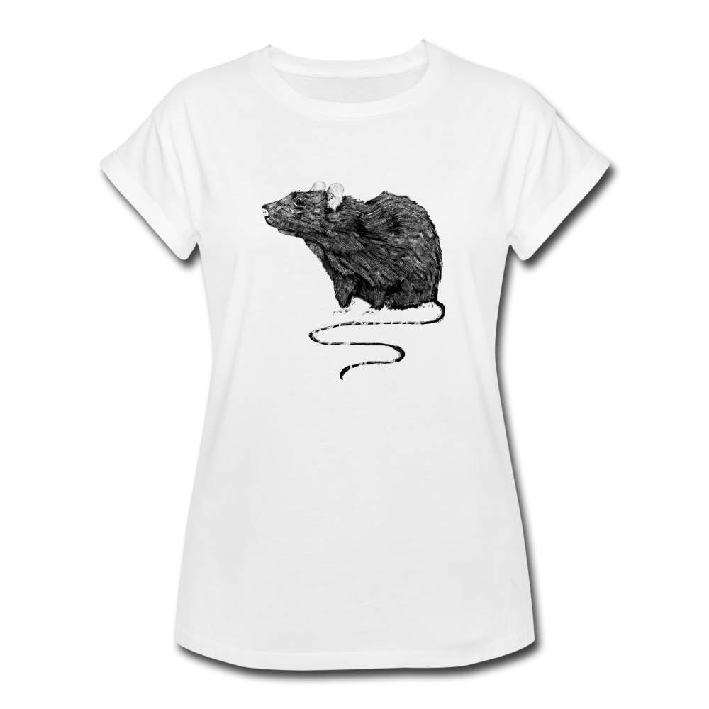 Women's Oversize T-Shirt - "Schwarze Ratte" - Weiß
