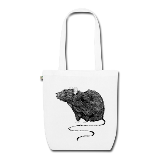 EarthPositive Tote Bag - "Schwarze Ratte" - Weiß