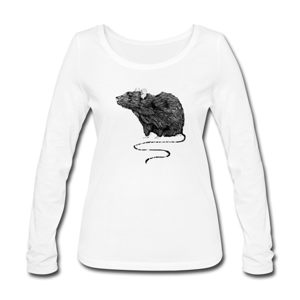 Women's Organic Longsleeve Shirt - "Schwarze Ratte" - Weiß