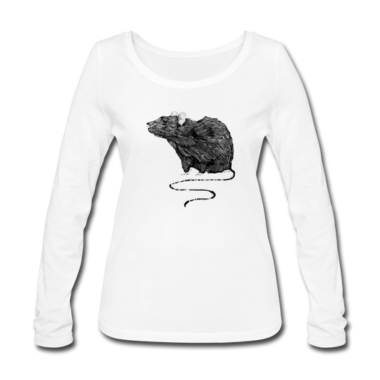 Women's Organic Longsleeve Shirt - "Schwarze Ratte" - Weiß