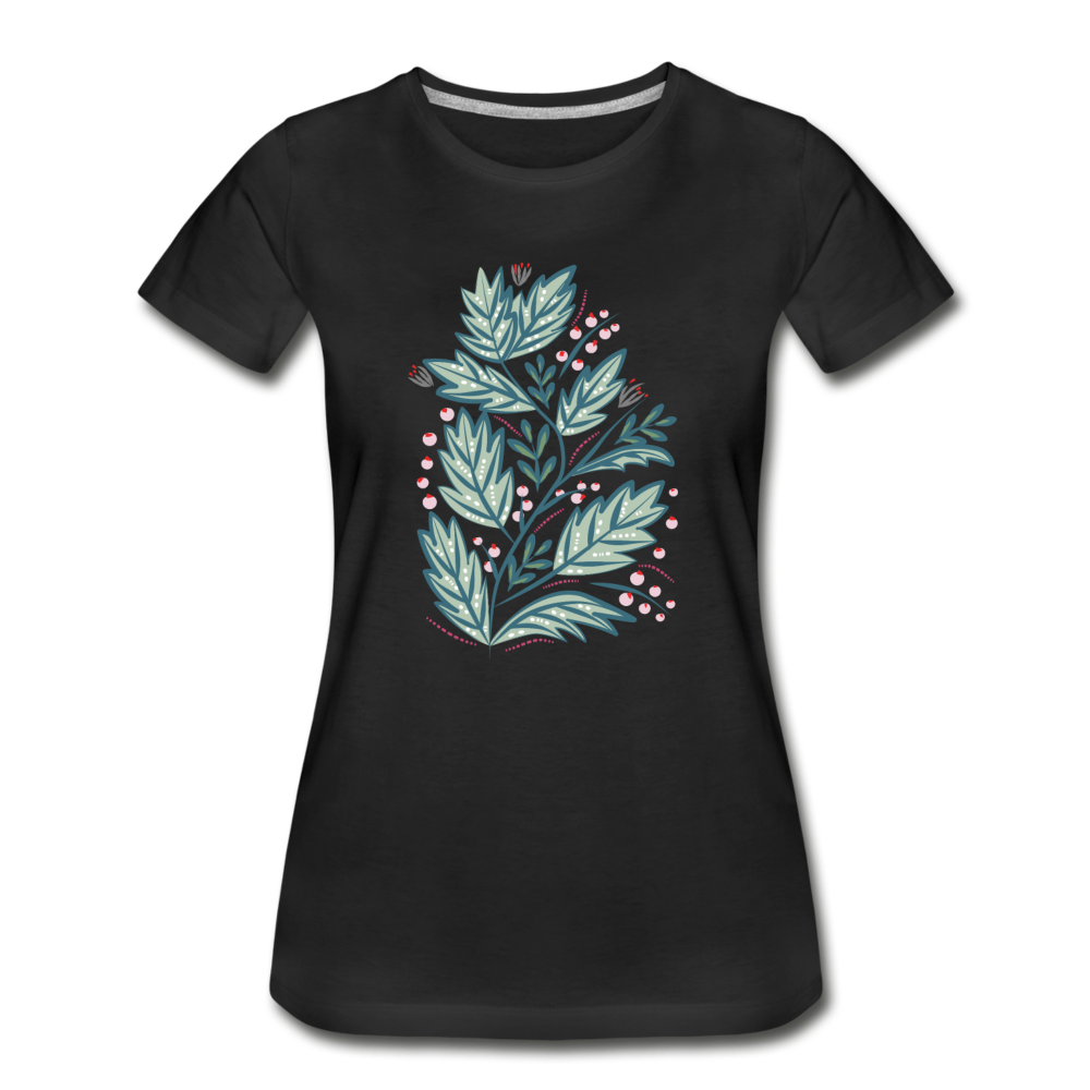 Women's Premium Organic T-Shirt - "Frühling Floral" - Schwarz