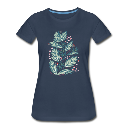 Women's Premium Organic T-Shirt - "Frühling Floral" - Navy