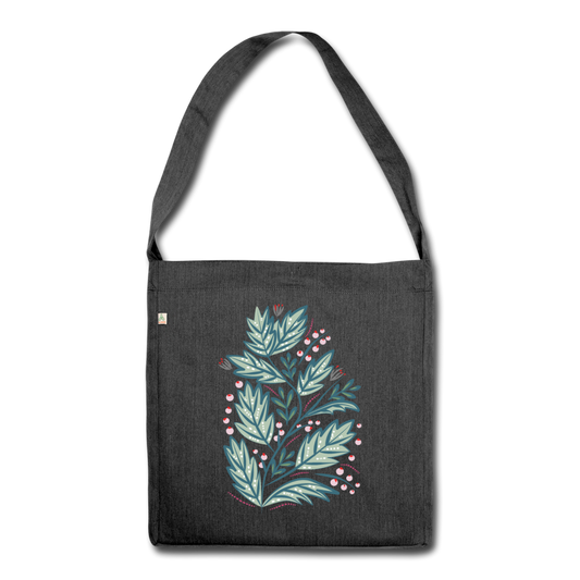 Shoulder Bag made from recycled material - "Frühling Floral" - Schwarz meliert