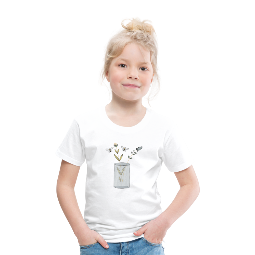 Kids' Premium T-Shirt - "Kind malt Frühling" - Weiß