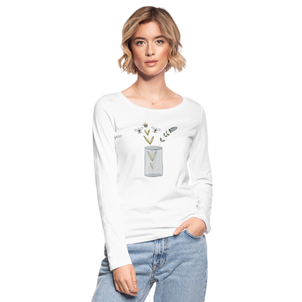 Women's Organic Longsleeve Shirt - "Kind malt Frühling" - Weiß