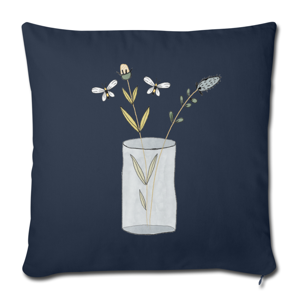 Sofa pillowcase 17,3'' x 17,3'' (45 x 45 cm) - "Kind malt Frühling" - Navy