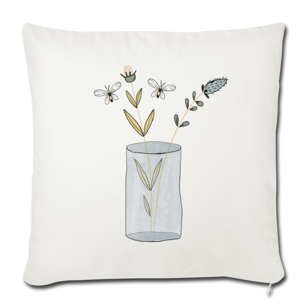 Sofa pillowcase 17,3'' x 17,3'' (45 x 45 cm) - "Kind malt Frühling" - Naturweiß
