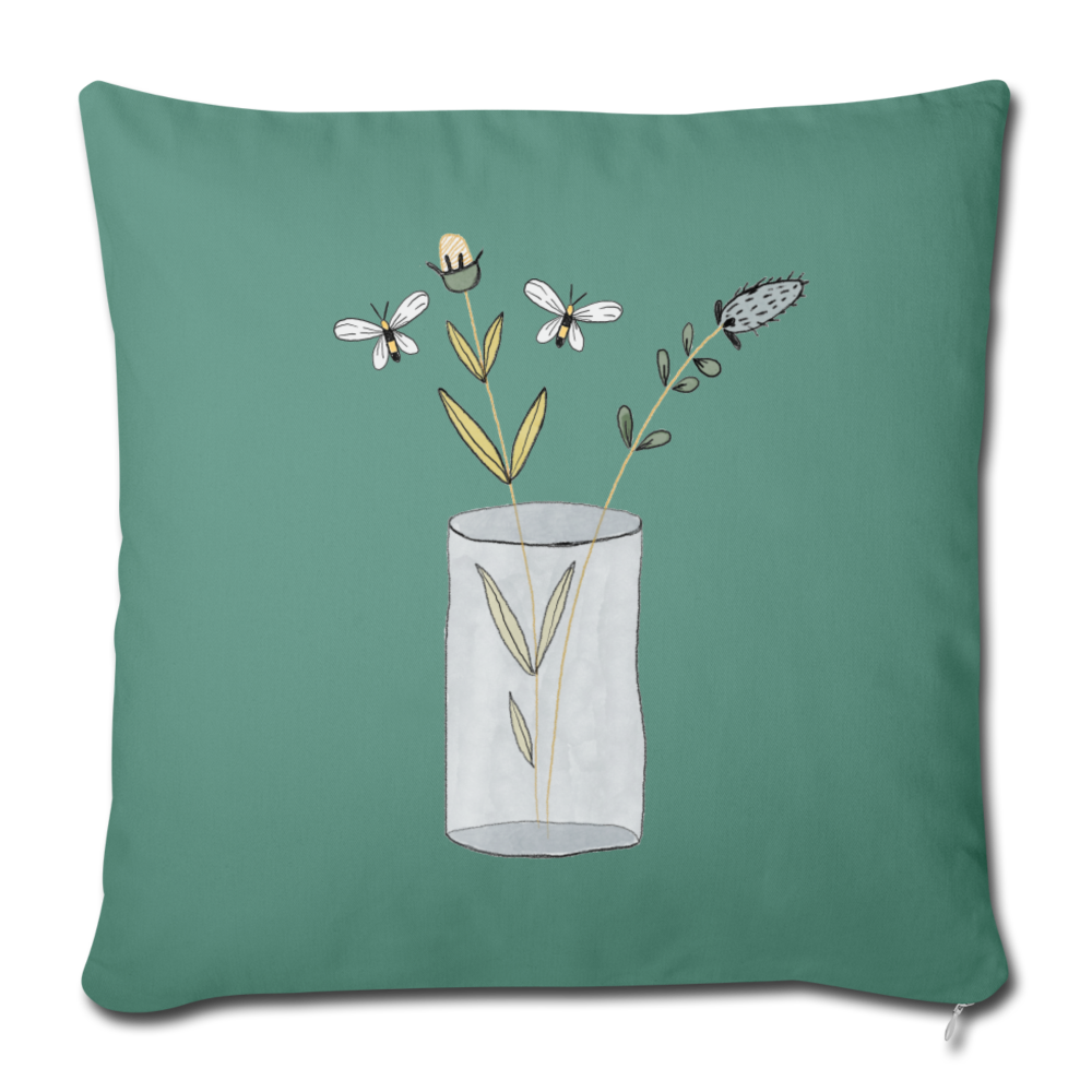 Sofa pillowcase 17,3'' x 17,3'' (45 x 45 cm) - "Kind malt Frühling" - Tanngrün
