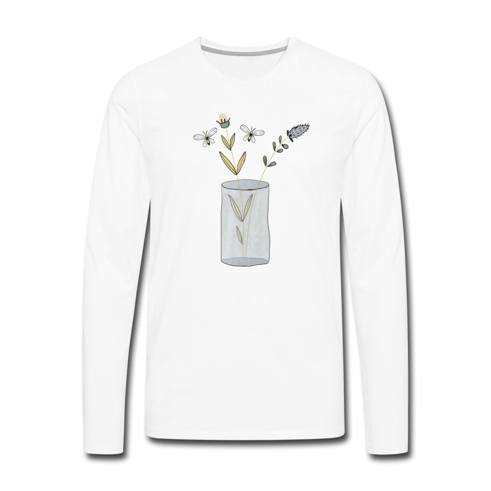 Men's Premium Longsleeve Shirt - "Kind malt Frühling" - Weiß