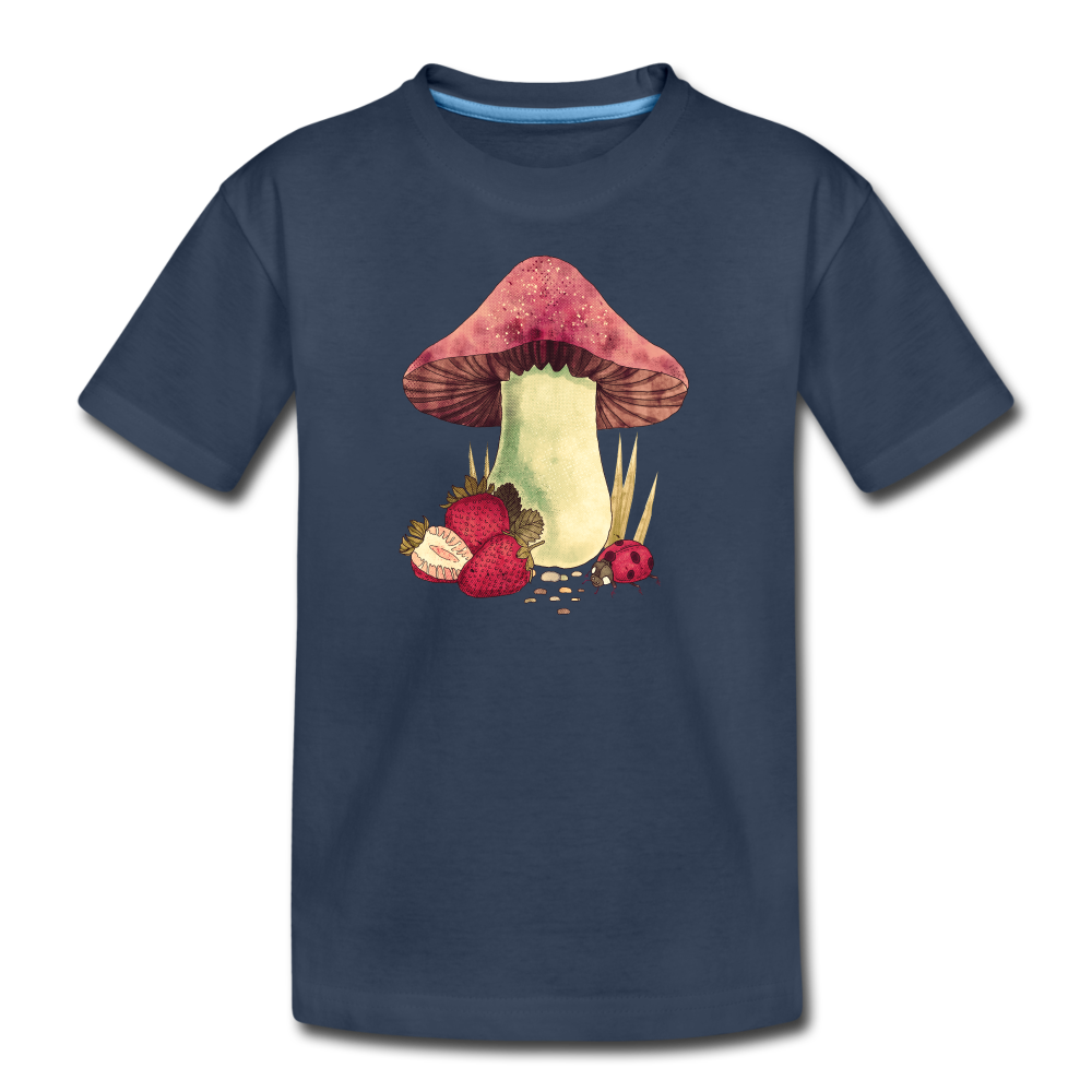 Teenager Premium T-Shirt - "Cottagecore_Pilz und Erdbeeren" - Navy