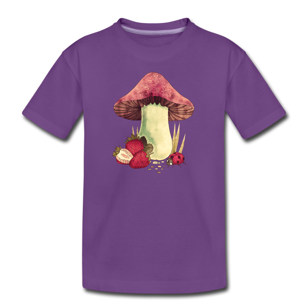 Teenager Premium T-Shirt - "Cottagecore_Pilz und Erdbeeren" - Lila