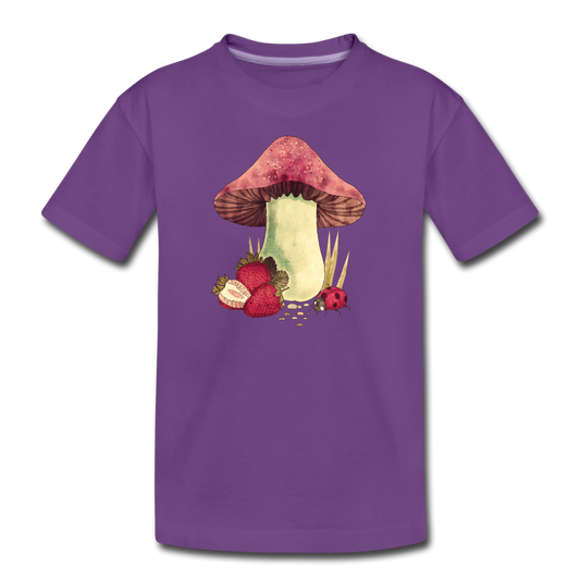Teenager Premium T-Shirt - "Cottagecore_Pilz und Erdbeeren" - Lila