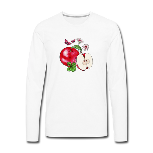 Männer Premium Langarmshirt - “Cottagecore Äpfel” - Weiß