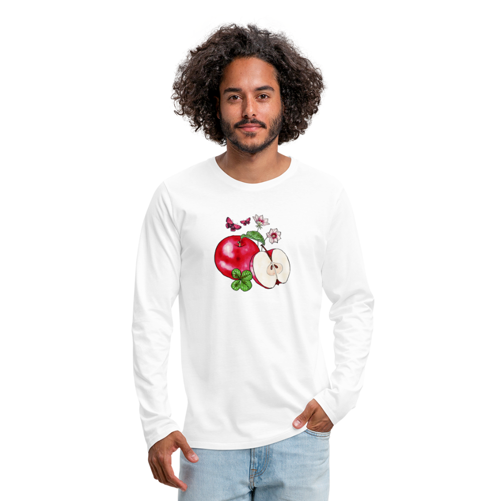 Männer Premium Langarmshirt - “Cottagecore Äpfel” - Weiß