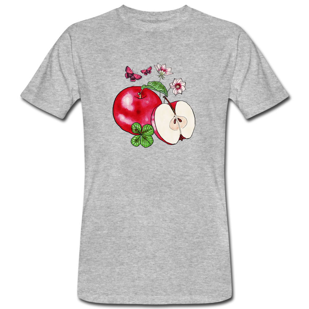 Männer Bio-T-Shirt - “Cottagecore Äpfel” - Grau meliert