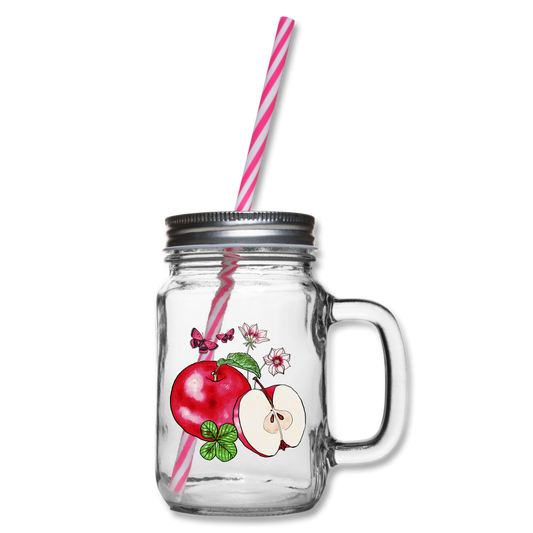 Henkelglas mit Schraubdeckel - “Cottagecore Äpfel” - Klar