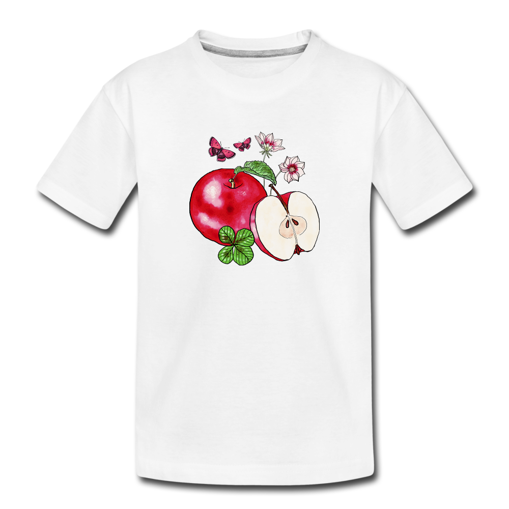 Kinder Premium Bio T-Shirt - “Cottagecore Äpfel” - Weiß