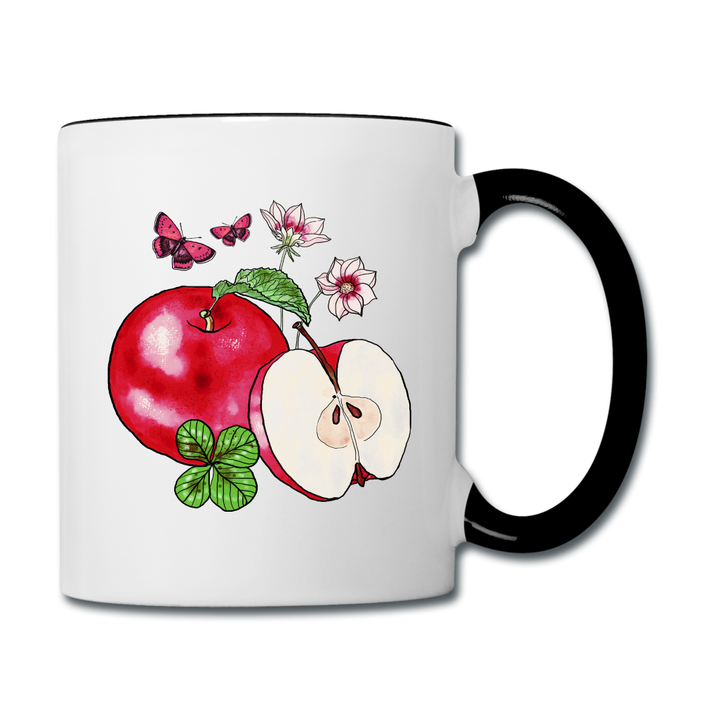 Tasse zweifarbig - “Cottagecore Äpfel” - Weiß/Schwarz