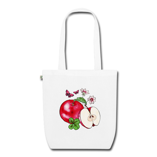 Bio-Stoffbeutel - “Cottagecore Äpfel” - Weiß