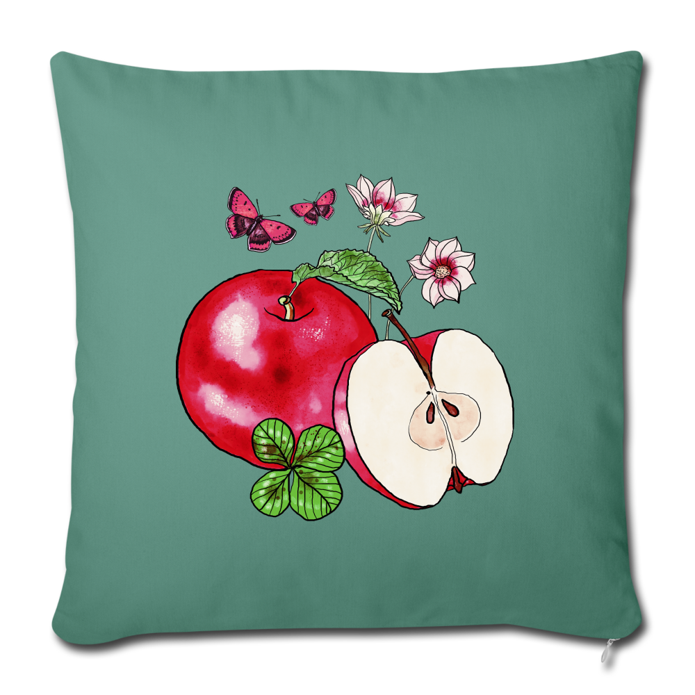 Sofakissenbezug 44 x 44 cm - “Cottagecore Äpfel” - Tanngrün