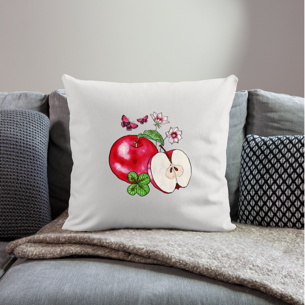 Sofakissen mit Füllung 44 x 44 cm - “Cottagecore Äpfel” - Naturweiß