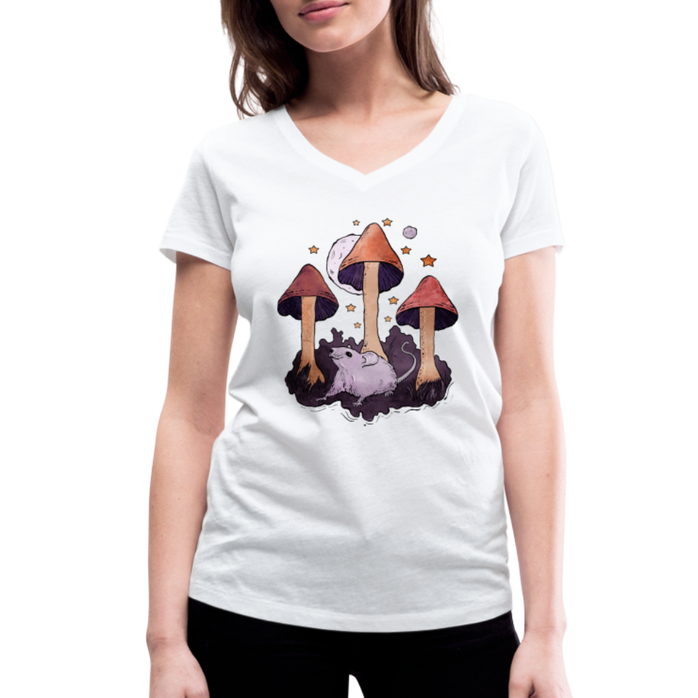 Maus im Märchenwald - Frauen Bio-T-Shirt mit V-Ausschnitt von Stanley & Stella - Weiß