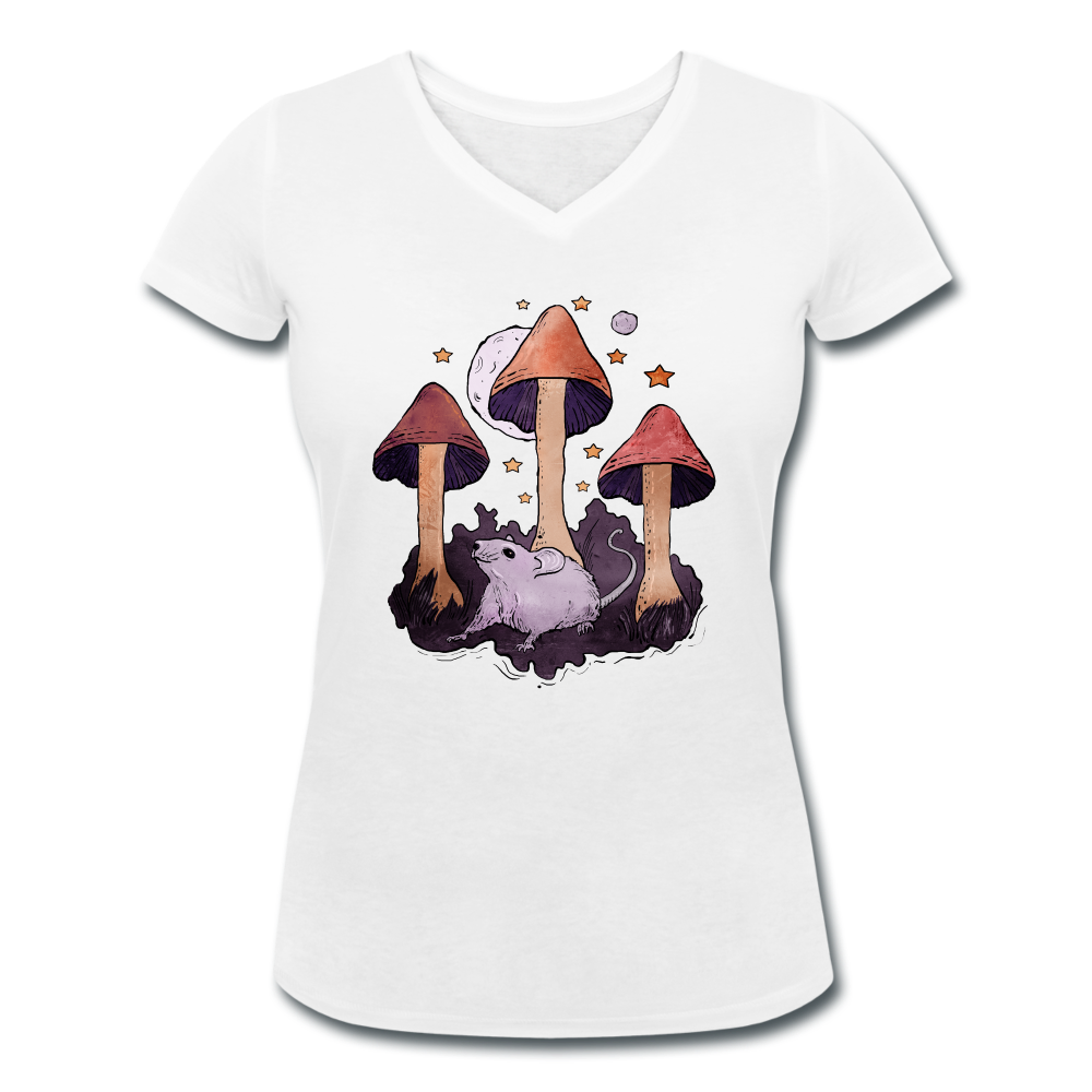 Maus im Märchenwald - Frauen Bio-T-Shirt mit V-Ausschnitt von Stanley & Stella - Weiß