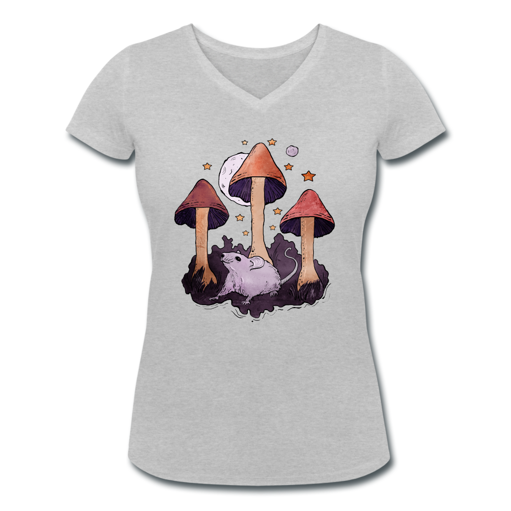 Maus im Märchenwald - Frauen Bio-T-Shirt mit V-Ausschnitt von Stanley & Stella - Grau meliert