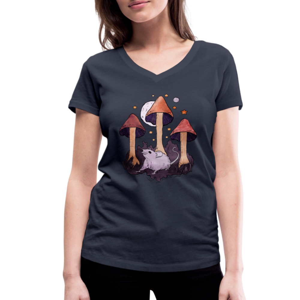 Maus im Märchenwald - Frauen Bio-T-Shirt mit V-Ausschnitt von Stanley & Stella - Navy