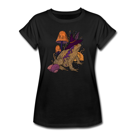 Frauen Oversize T-Shirt - “Goblincore Kröte“ - Schwarz