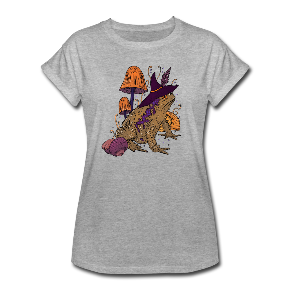 Frauen Oversize T-Shirt - “Goblincore Kröte“ - Grau meliert