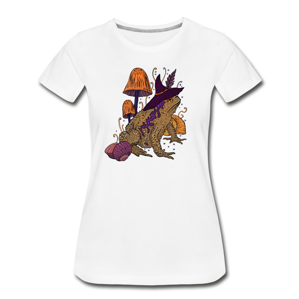 Frauen Premium Bio T-Shirt - “Goblincore Kröte“ - Weiß